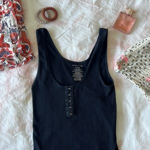 Free People Intimately Free Black Henley Top Size XS/S